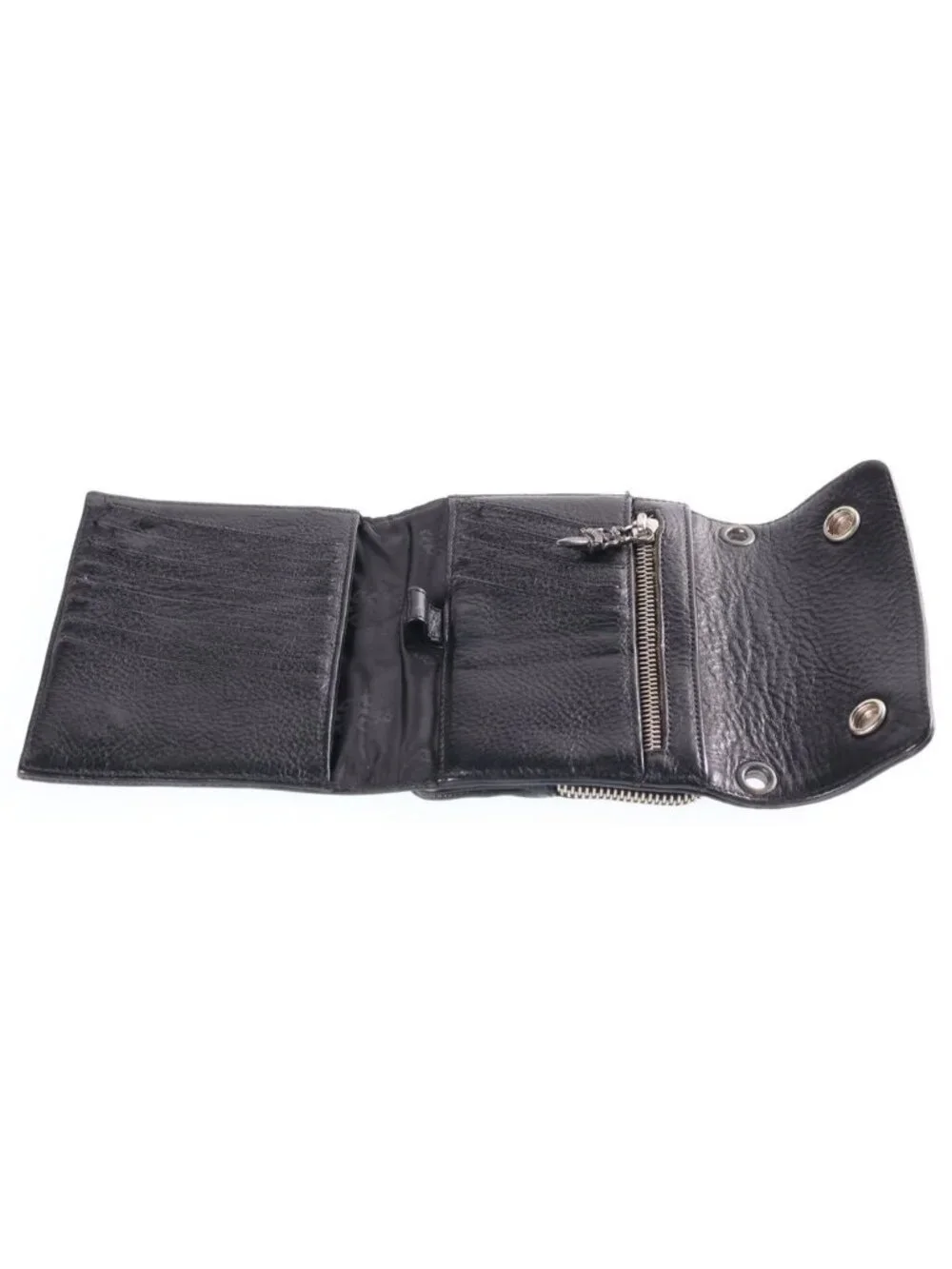 Chrome Hearts Big Spoon Wallet Big Cross Button Leather Black